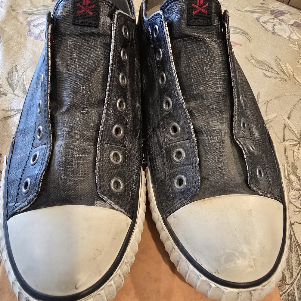 John Varvatos Black Leather Slip-On Shoes